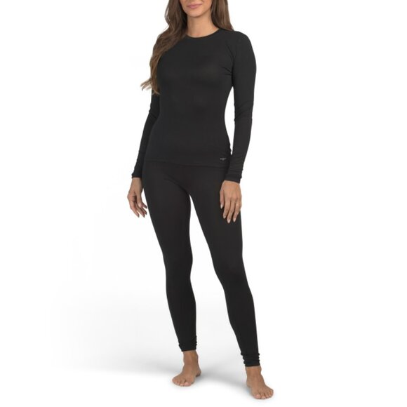 DANSKIN Black 2pc Base Layer Top And Leggings Set - Picture 1 of 2